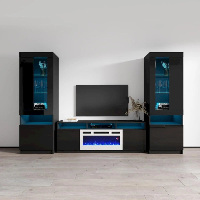 Meuble TV mural moderne Reno WH05 avec foyer électrique