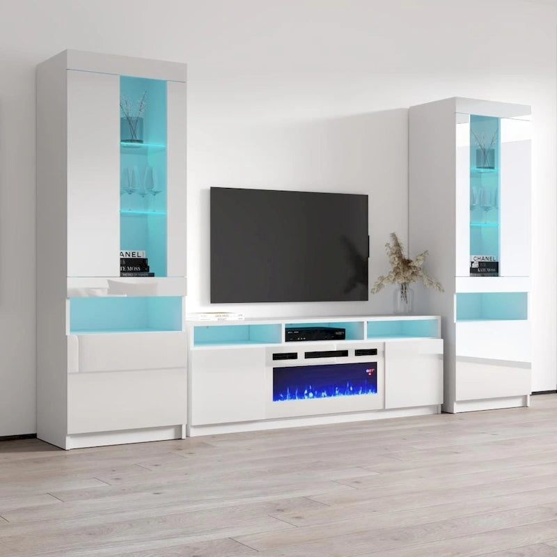 Meuble TV mural moderne Reno WH05 avec foyer électrique