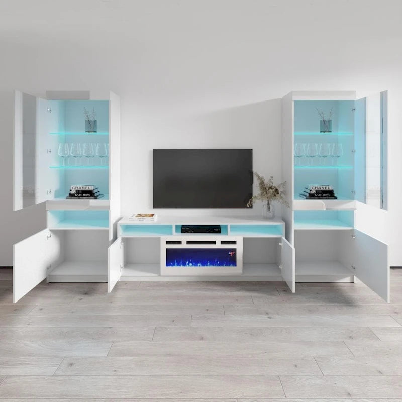 Meuble TV mural moderne Reno WH05 avec foyer électrique