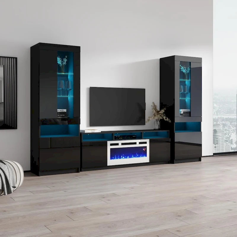 Meuble TV mural moderne Reno WH05 avec foyer électrique