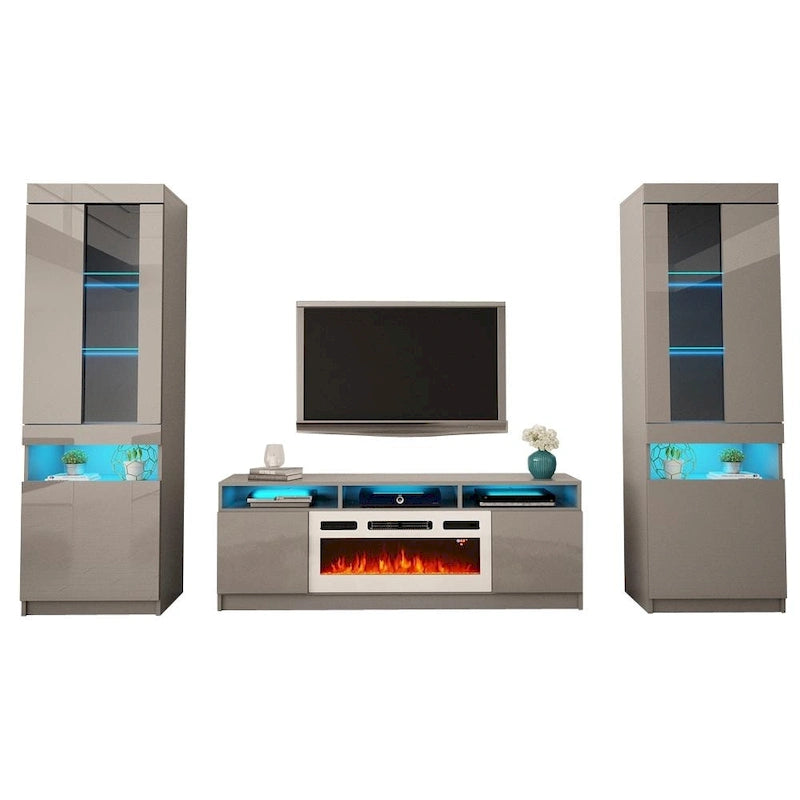 Meuble TV mural moderne Reno WH05 avec foyer électrique