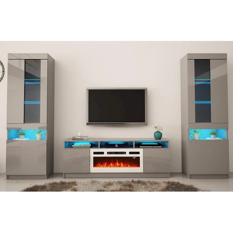 Meuble TV mural moderne Reno WH05 avec foyer électrique