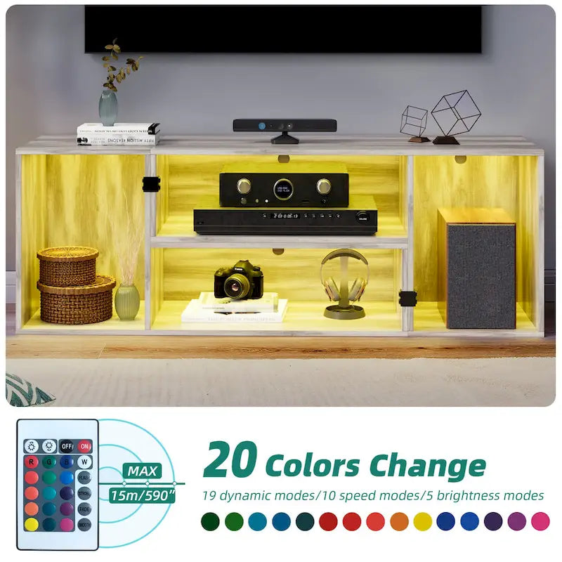 Meuble TV Moasis moderne à faire soi-même, meuble TV déformable avec bande lumineuse à LED