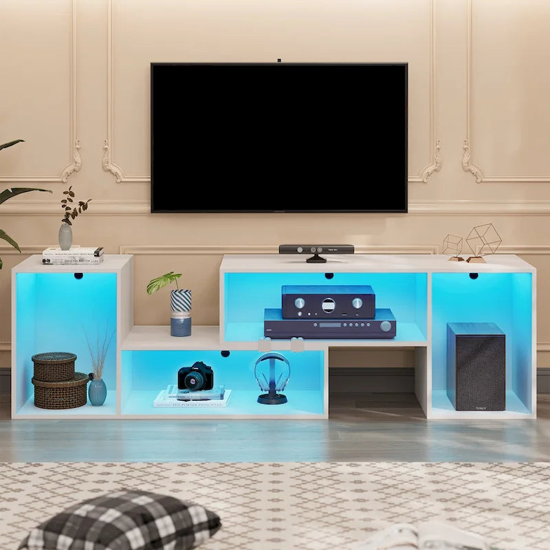Meuble TV Moasis moderne à faire soi-même, meuble TV déformable avec bande lumineuse à LED