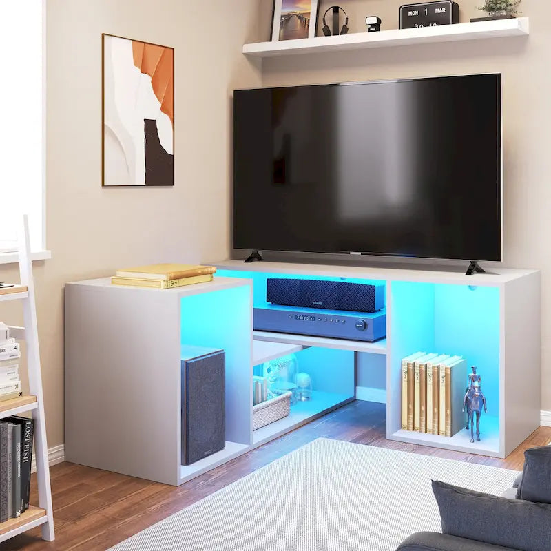 Meuble TV Moasis moderne à faire soi-même, meuble TV déformable avec bande lumineuse à LED