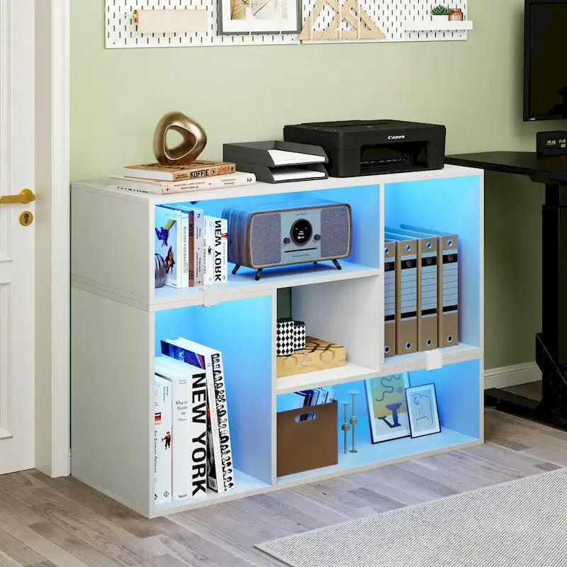 Meuble TV Moasis moderne à faire soi-même, meuble TV déformable avec bande lumineuse à LED