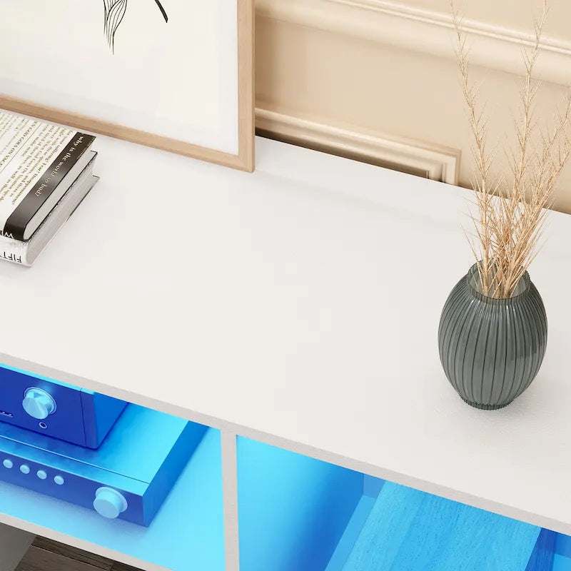 Meuble TV Moasis moderne à faire soi-même, meuble TV déformable avec bande lumineuse à LED