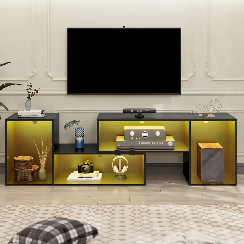 Meuble TV Moasis moderne à faire soi-même, meuble TV déformable avec bande lumineuse à LED