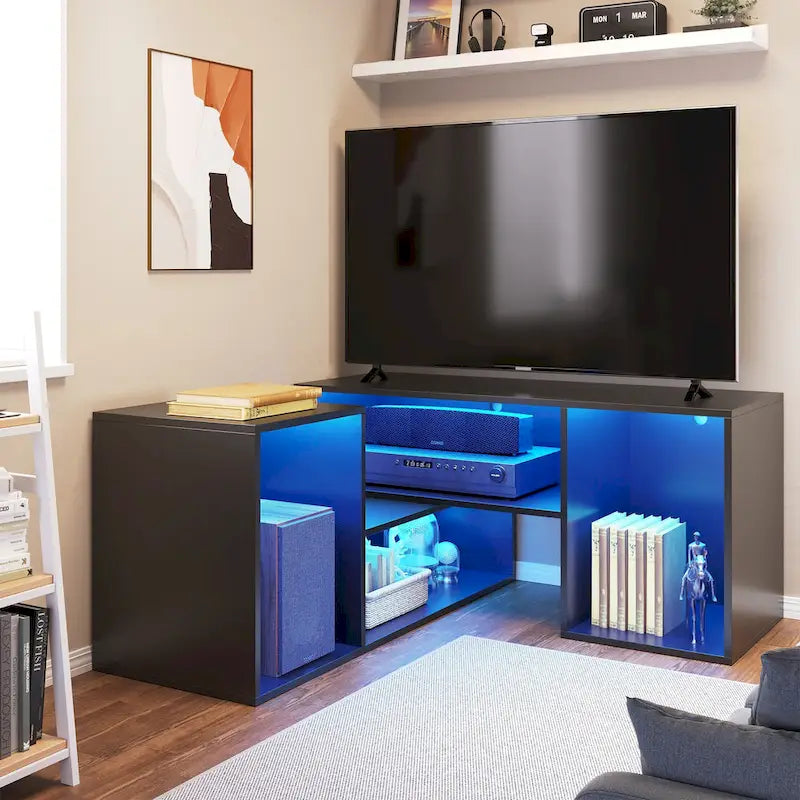 Meuble TV Moasis moderne à faire soi-même, meuble TV déformable avec bande lumineuse à LED