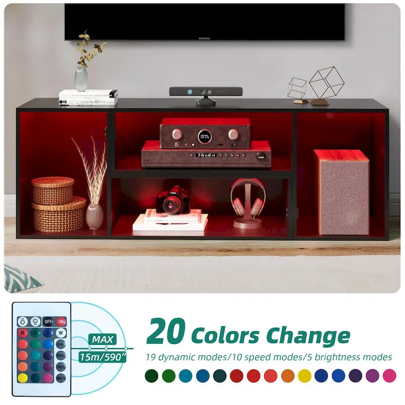 Meuble TV Moasis moderne à faire soi-même, meuble TV déformable avec bande lumineuse à LED