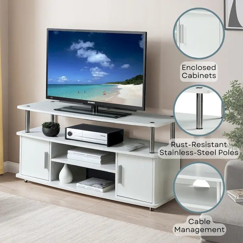 Meuble TV avec placards et étagères Designs2Go Monterey 55 pouces de Convenience Concepts