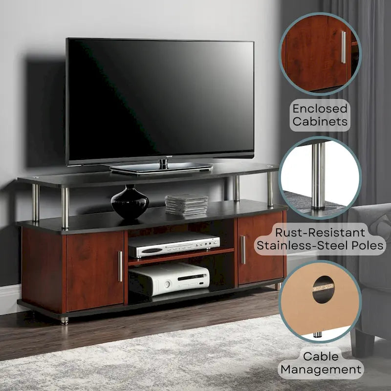 Meuble TV avec placards et étagères Designs2Go Monterey 55 pouces de Convenience Concepts