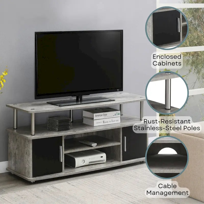 Meuble TV avec placards et étagères Designs2Go Monterey 55 pouces de Convenience Concepts
