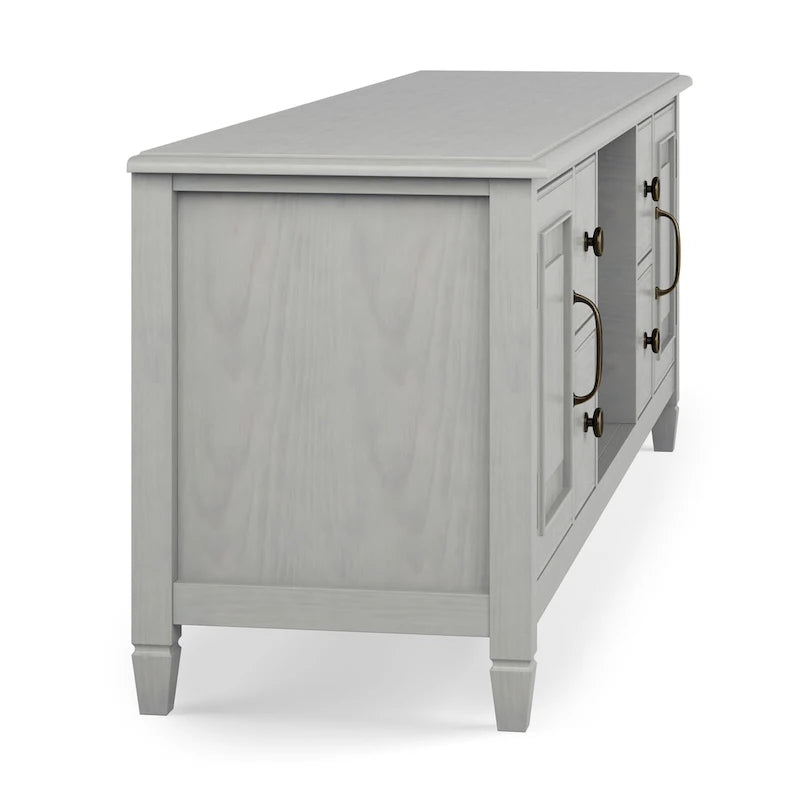 WYNDENHALL Hampshire Meuble TV multimédia traditionnel en BOIS MASSIF de 72 pouces de large pour téléviseurs jusqu'à 80 pouces - 72l x 18p x 24h