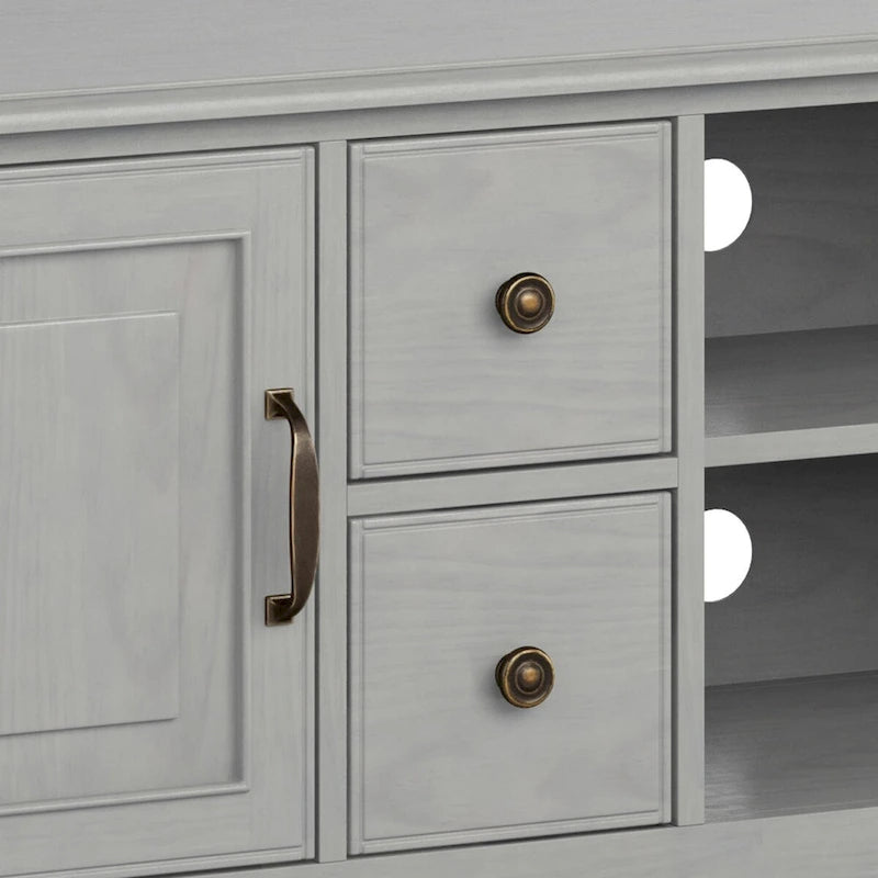 WYNDENHALL Hampshire Meuble TV multimédia traditionnel en BOIS MASSIF de 72 pouces de large pour téléviseurs jusqu'à 80 pouces - 72l x 18p x 24h