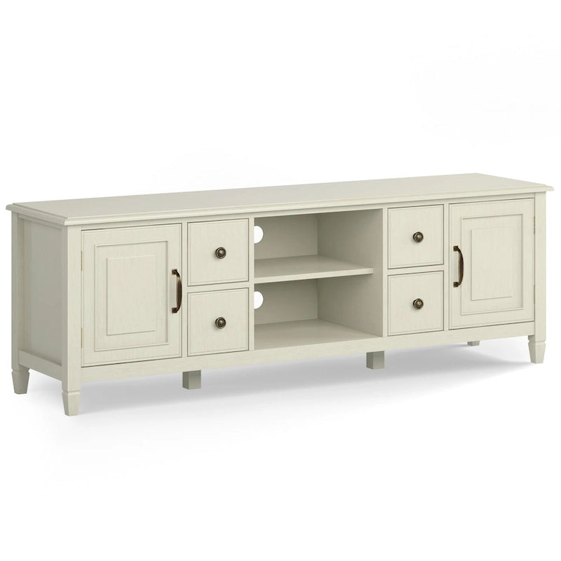 WYNDENHALL Hampshire Meuble TV multimédia traditionnel en BOIS MASSIF de 72 pouces de large pour téléviseurs jusqu'à 80 pouces - 72l x 18p x 24h