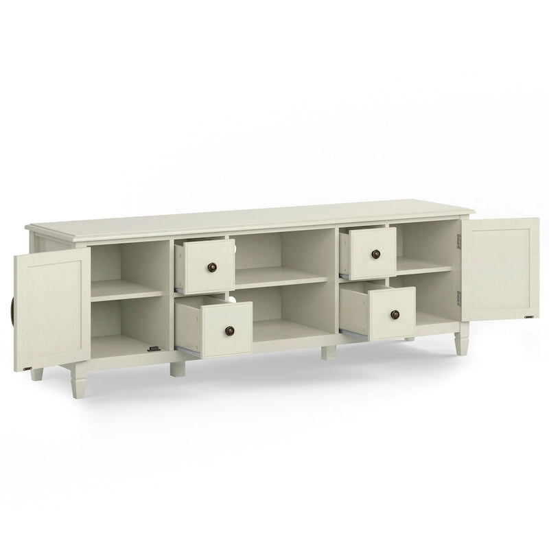 WYNDENHALL Hampshire Meuble TV multimédia traditionnel en BOIS MASSIF de 72 pouces de large pour téléviseurs jusqu'à 80 pouces - 72l x 18p x 24h