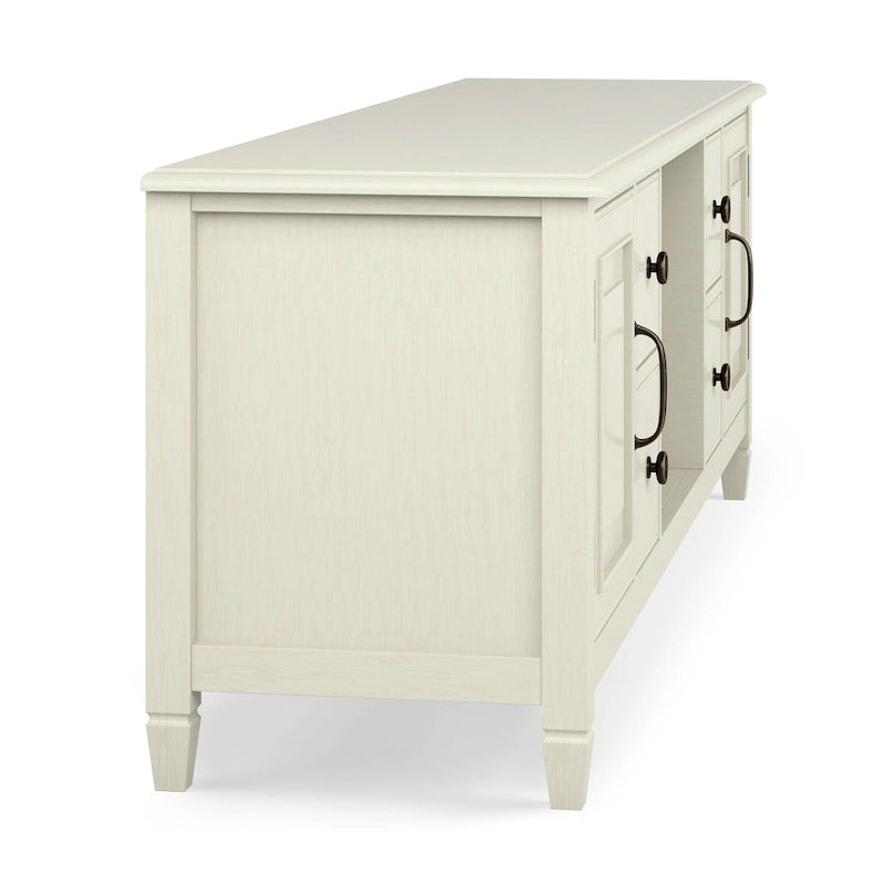 WYNDENHALL Hampshire Meuble TV multimédia traditionnel en BOIS MASSIF de 72 pouces de large pour téléviseurs jusqu'à 80 pouces - 72l x 18p x 24h