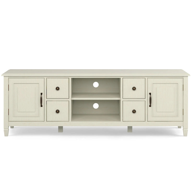 WYNDENHALL Hampshire Meuble TV multimédia traditionnel en BOIS MASSIF de 72 pouces de large pour téléviseurs jusqu'à 80 pouces - 72l x 18p x 24h
