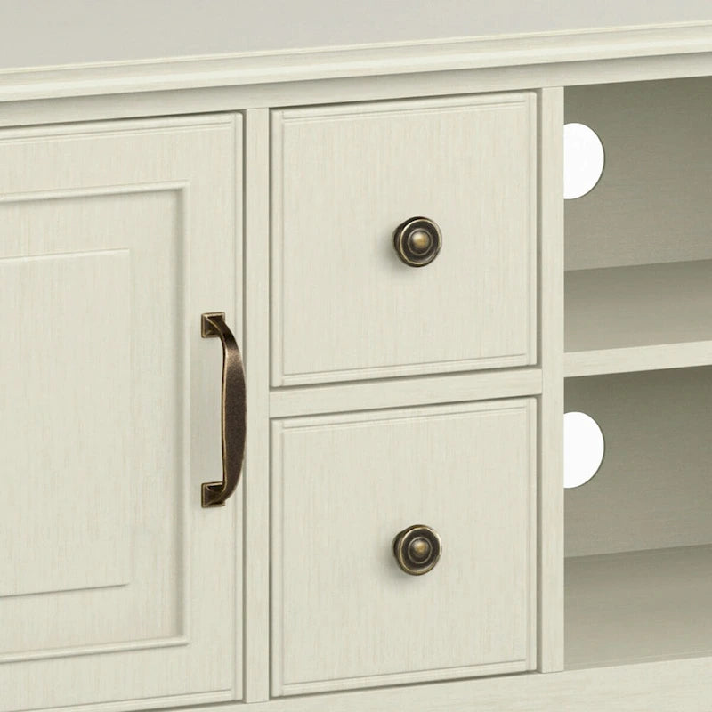 WYNDENHALL Hampshire Meuble TV multimédia traditionnel en BOIS MASSIF de 72 pouces de large pour téléviseurs jusqu'à 80 pouces - 72l x 18p x 24h