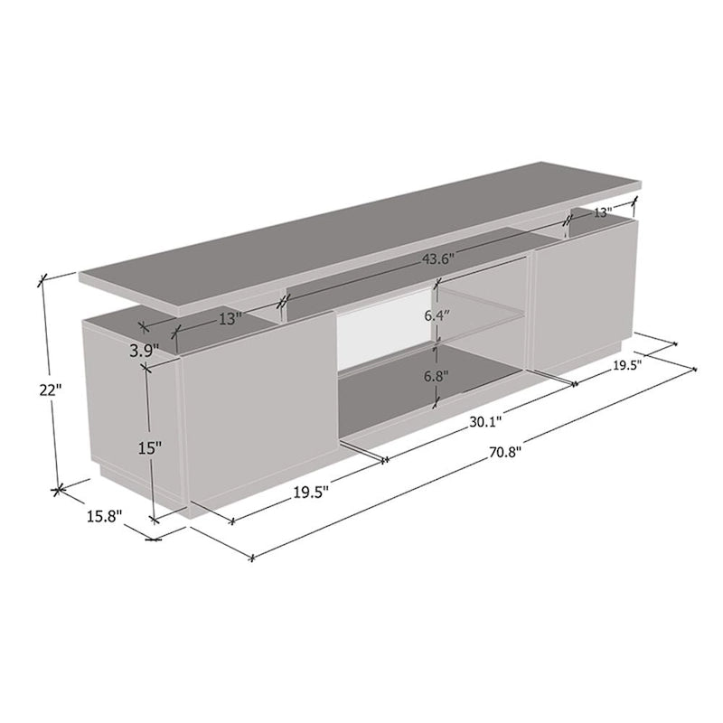 Meuble TV moderne Eva-K de 71 po