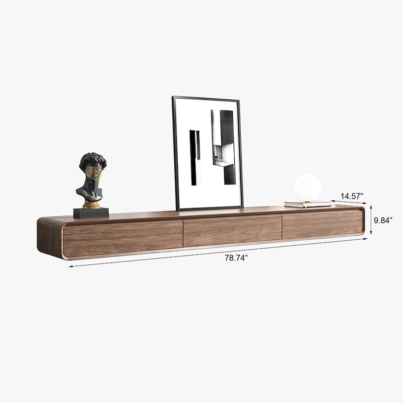 Meuble TV flottant, centre de divertissement moderne mural avec 3/4 tiroirs, bois massif, entièrement assemblé