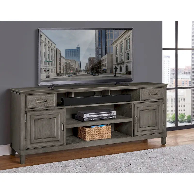 Meuble TV Origins by Alpine Newport en bois couleur pierre