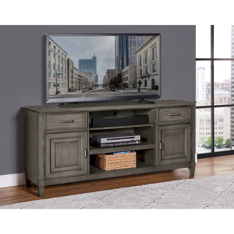 Meuble TV Origins by Alpine Newport en bois couleur pierre