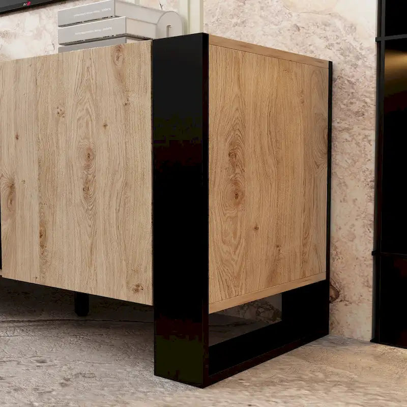 Meuble TV de luxe avec cheminée intégrée et fonctions de cheminée LED