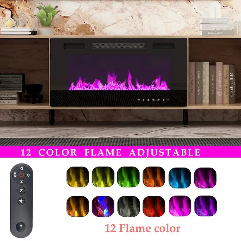 Meuble TV de luxe avec cheminée intégrée et fonctions de cheminée LED