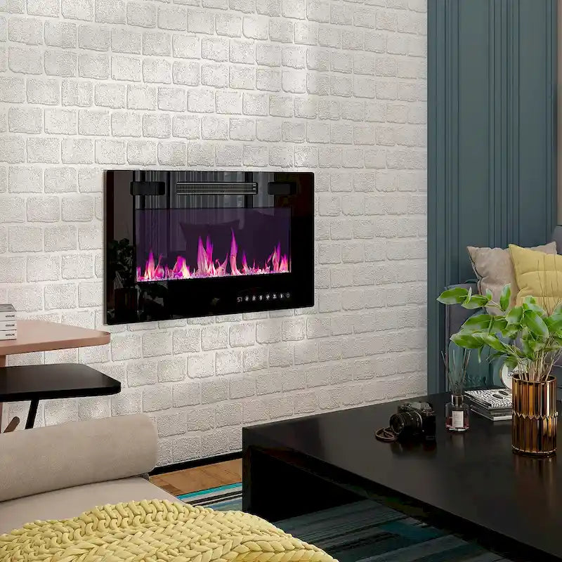 Meuble TV de luxe avec cheminée intégrée et fonctions de cheminée LED