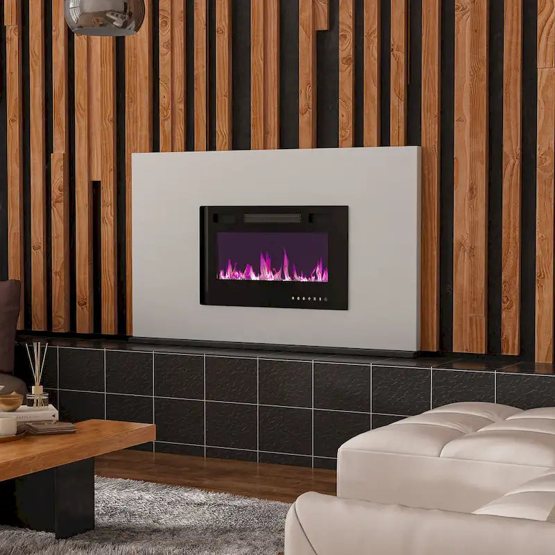 Meuble TV de luxe avec cheminée intégrée et fonctions de cheminée LED
