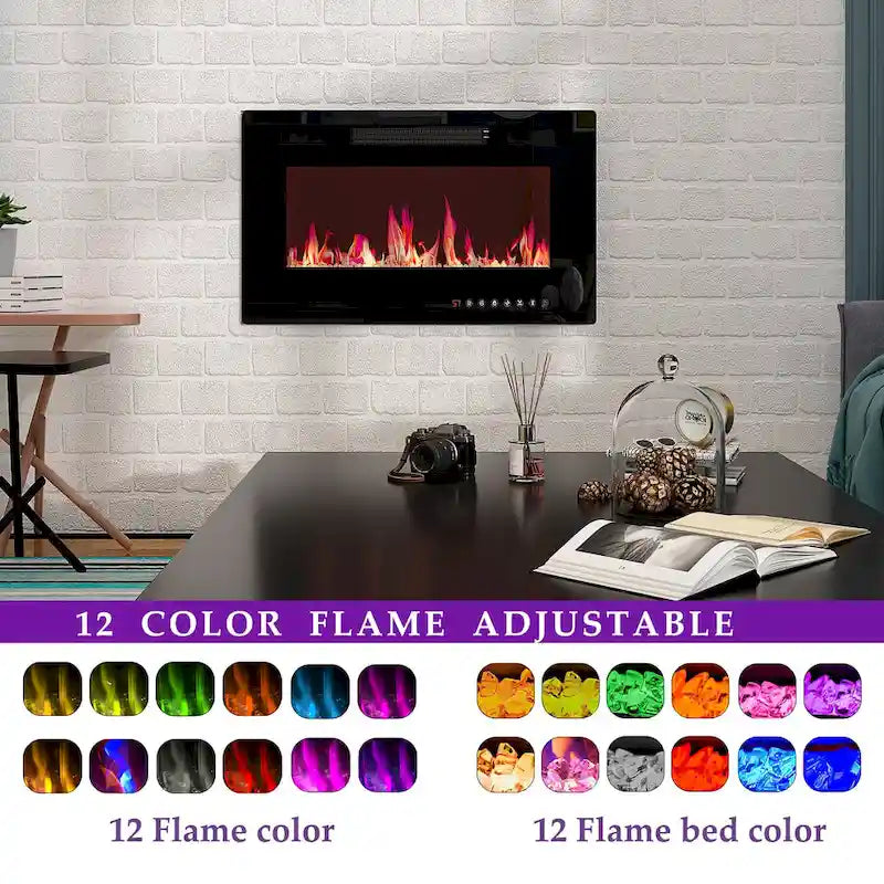Meuble TV de luxe avec cheminée intégrée et fonctions de cheminée LED