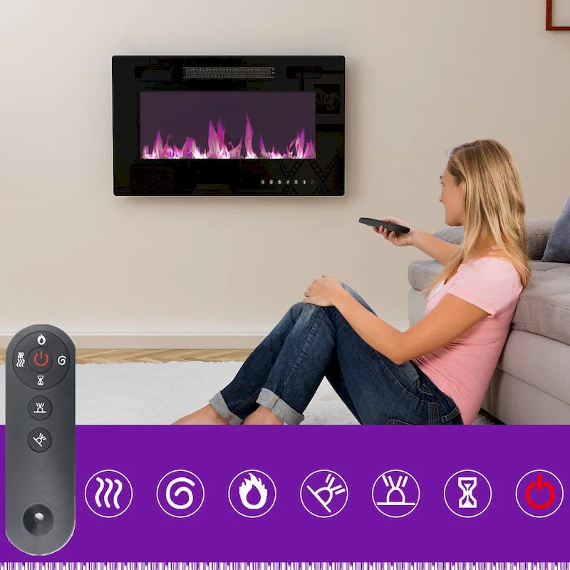 Meuble TV de luxe avec cheminée intégrée et fonctions de cheminée LED