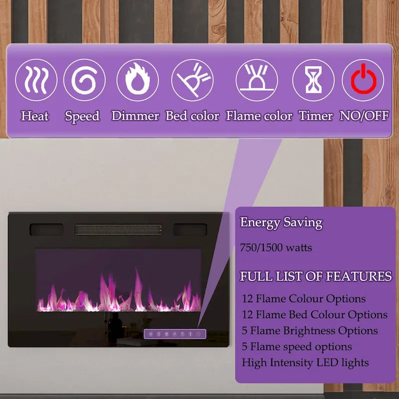 Meuble TV de luxe avec cheminée intégrée et fonctions de cheminée LED