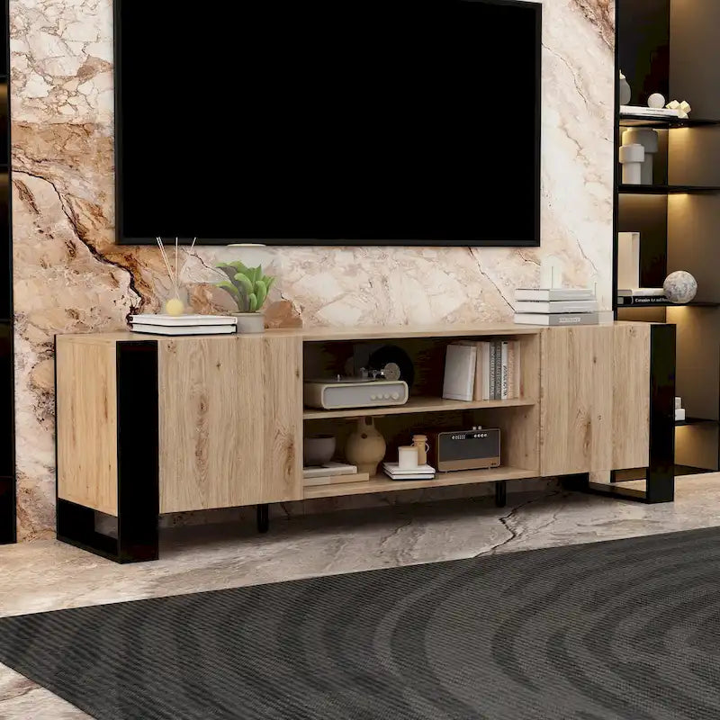 Meuble TV de luxe avec cheminée intégrée et fonctions de cheminée LED