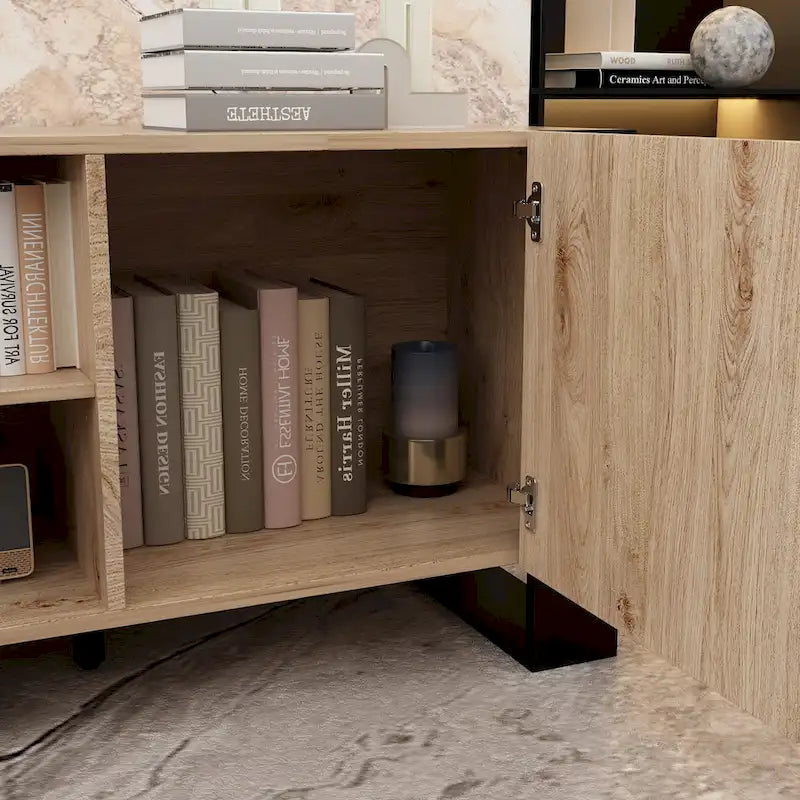Meuble TV de luxe avec cheminée intégrée et fonctions de cheminée LED