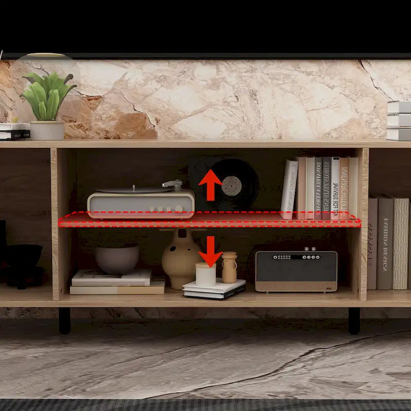 Meuble TV de luxe avec cheminée intégrée et fonctions de cheminée LED