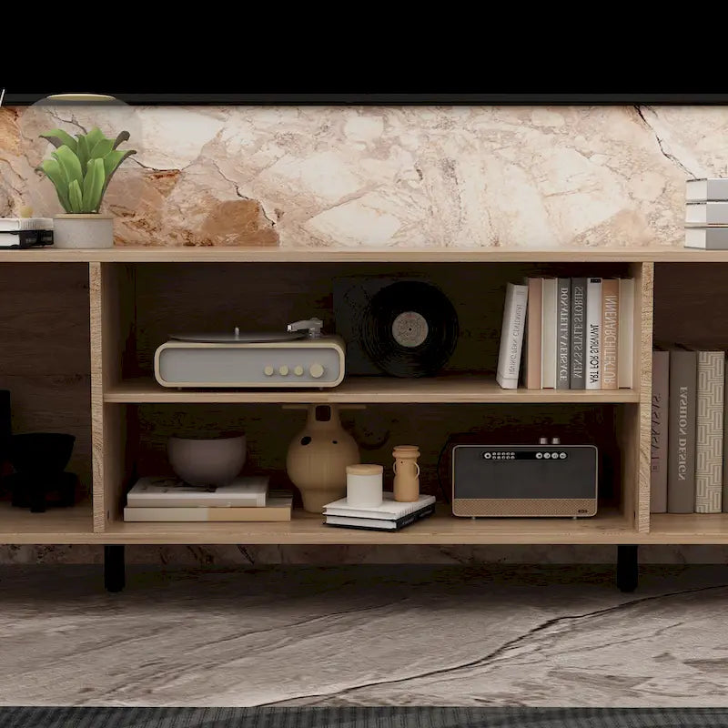 Meuble TV de luxe avec cheminée intégrée et fonctions de cheminée LED