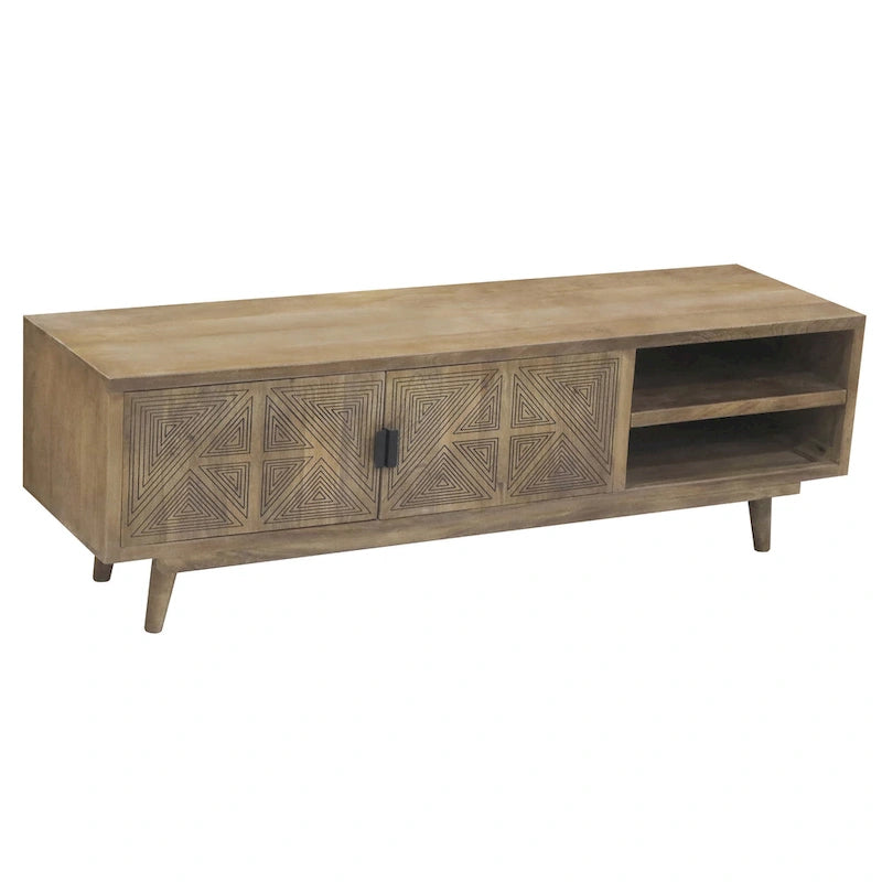 Meuble TV Bidi Mid-Century Modern 142 cm en bois avec 2 étagères ouvertes de Furniture of America