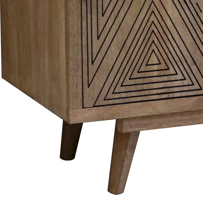 Meuble TV Bidi Mid-Century Modern 142 cm en bois avec 2 étagères ouvertes de Furniture of America