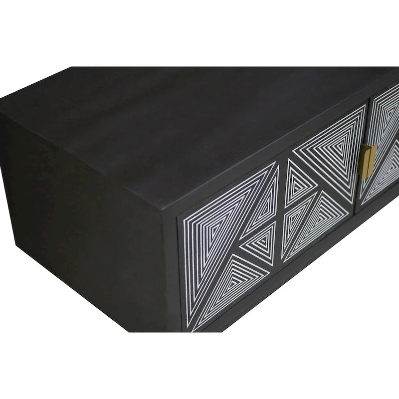 Meuble TV Bidi Mid-Century Modern 142 cm en bois avec 2 étagères ouvertes de Furniture of America