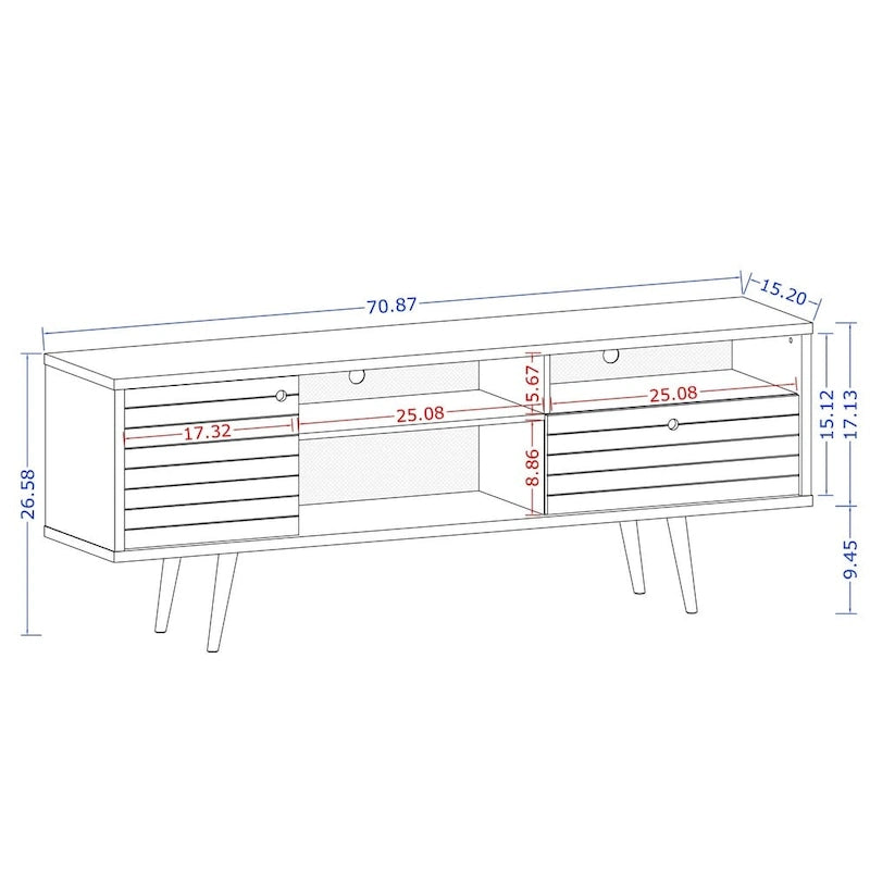 Meuble TV console Manhattan Comfort Liberty 70.86 po. mi-siècle moderne