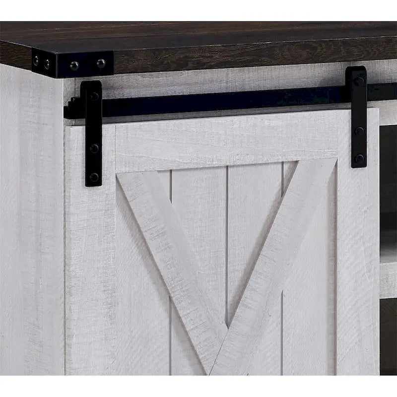 Meuble TV 54 pouces pour téléviseurs jusqu'à 60 pouces avec portes coulissantes style ferme