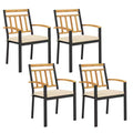 Costway Patio Dining Chairs Set of 2/4 Metal Outdoor Chairs with Removable Padded Cushions