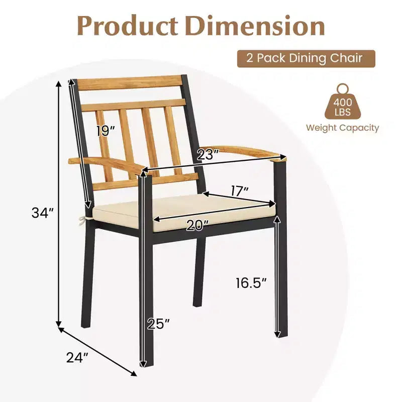 Lot de 2/4 chaises de salle à manger Costway pour terrasse, chaises d'extérieur en métal avec coussins rembourrés amovibles