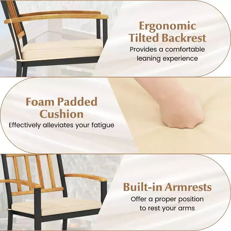 Lot de 2/4 chaises de salle à manger Costway pour terrasse, chaises d'extérieur en métal avec coussins rembourrés amovibles