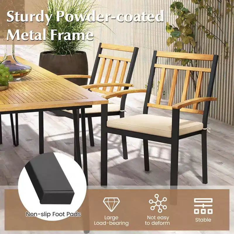 Lot de 2/4 chaises de salle à manger Costway pour terrasse, chaises d'extérieur en métal avec coussins rembourrés amovibles