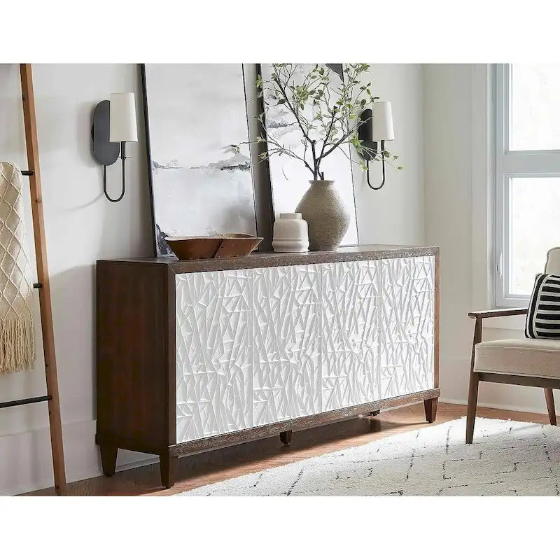 Meuble TV bas moderne en bois 40" avec portes, meuble d'appoint, console d'entrée, entièrement assemblé, marron