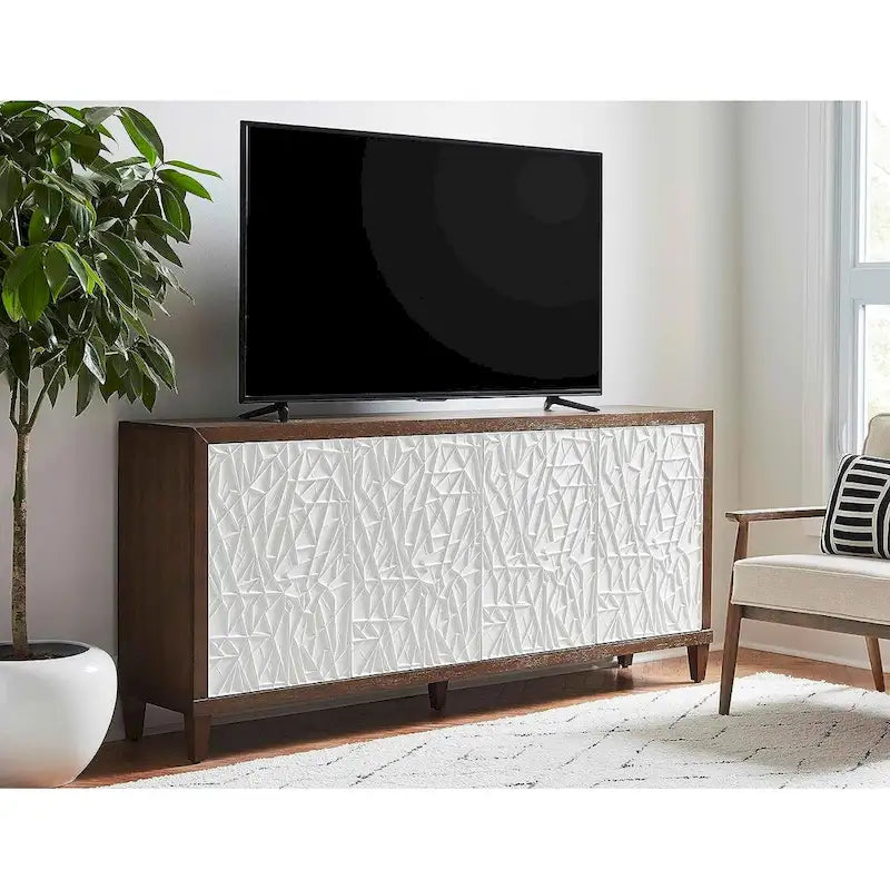 Meuble TV bas moderne en bois 40" avec portes, meuble d'appoint, console d'entrée, entièrement assemblé, marron
